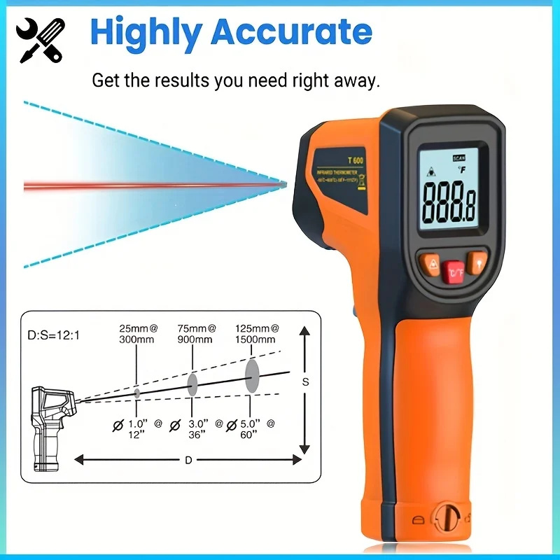 Industrial Laser Temperature Sensor - Цифровой инфракрасный термометр-50 ~ 600 °C,