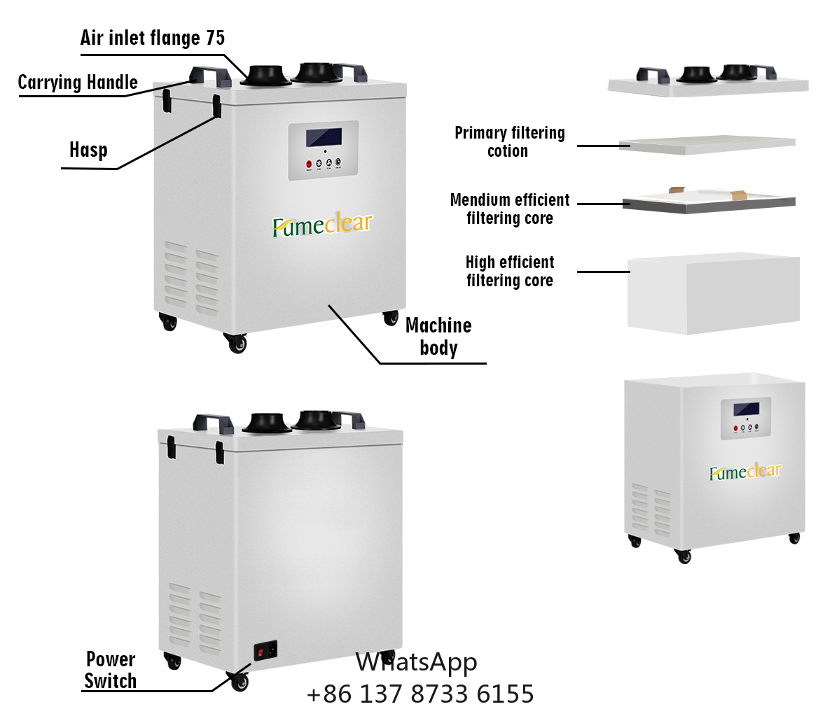 Industrial Laser Fume Extractor - Одобренный CE портативный экстрактор дыма для