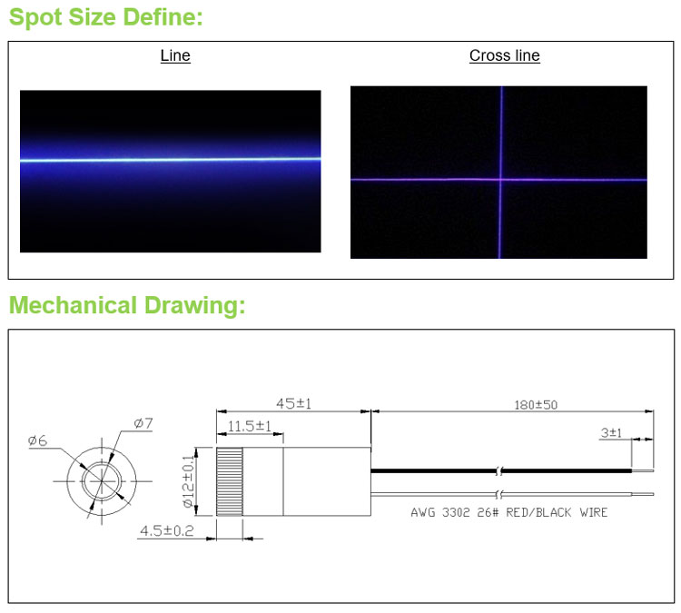 D12x45 мм Фокусируемый 405 нм  – обзор и цена Industrial Blue Laser